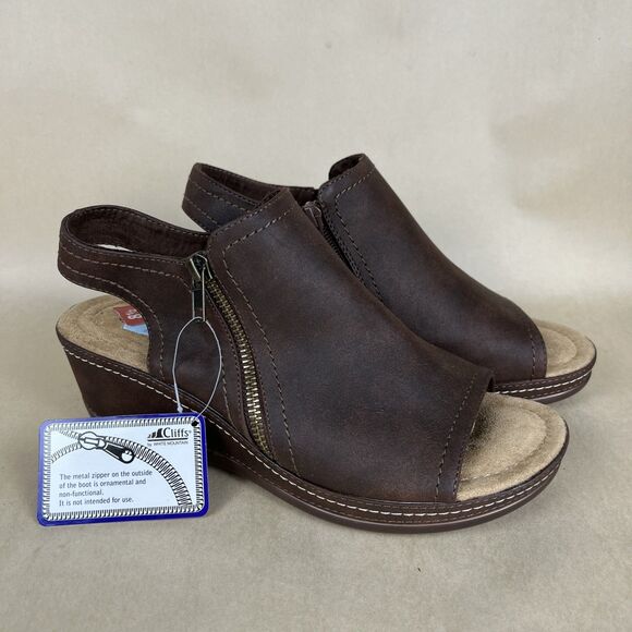 Cliffs by White Mountain Women’s Farrell Wedge Sandals 8.5M Side Zip C25369 - Picture 1 of 11